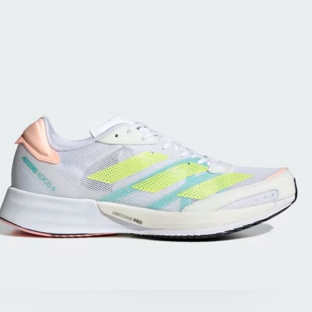 Adidas Women’s Adizero Adios 6 White Pulse Lime Running Shoes Size 8